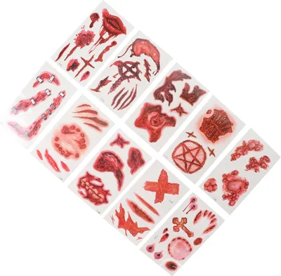 Zdjęcie produktu dla 10szt Halloween Scar Tattoos Wodoodporny Horror Fake Bloody Wound Face Stickers na Halloween Fake Makeup CosplayT Set