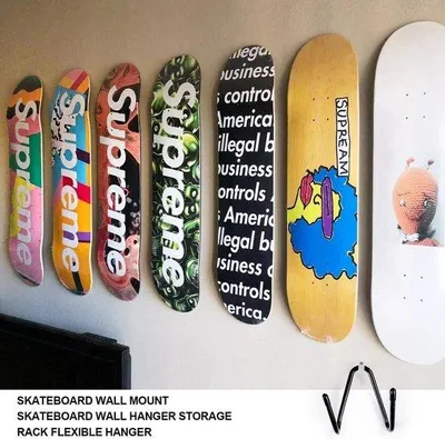 Produktbild von Skateboardwandhalter Set 2 Stück Wandhalter mit Schrauben für Skateboard Longboard Pennyboard Gitarrenhalter