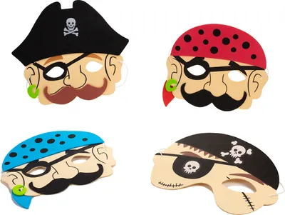 Produktbild von Piraten-Party Masken 4 Motive Kindergeburtstag Mottoparty Give-Aways 12 Stück