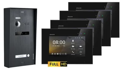 Produktbild von BALTER EVO-HD Aufputz Video Türsprechanlage 2-Draht BUS für 1-Familienhaus 4x 7" Touchscreen Monitor Schwarz-Schwarz-ohne WiFi