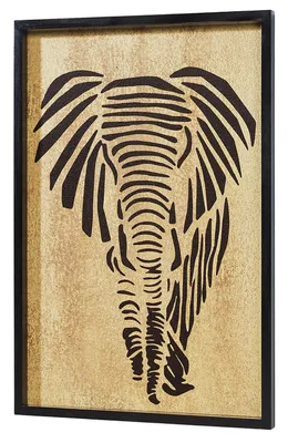 Produktbild von Kobolo Wandbild ELEFANTE auf Holzrahmen - schwarz - 40,0 x 60,0 x 2,50 cm