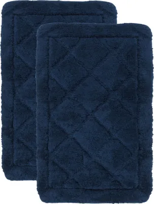 Produktbild von Badematten Set - 2-Teilig - 40x60 cm - Dunkelblau - Weiche Badvorleger - Rutschfest - Waschbar - Saugfähige Badematten