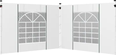 Produktbild von Pavillon-Vorhänge, 2er-Set, für 3x6m oder 3x3m Gartenpavillons, mit Fenstern und Türen, Weiß