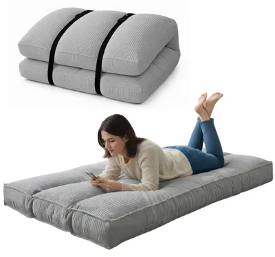 Productafbeelding van Futonmatras: Dik en comfortabel - Vloermatras - Opvouwbaar - Wasbare hoes - 90x190 cm - Perfect voor interieur