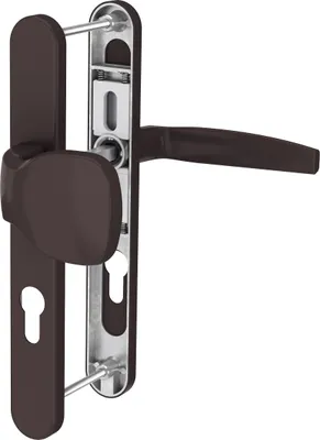 Produktbild von Aluminium 8-72mm Schmalrahmengarnitur Braun RAL8019 Langschild Türdrücker  Knopf/Drücker 39-54mm nein