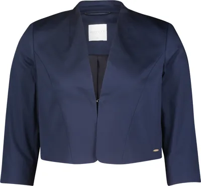 Produktbild von BETTY & CO WHITE Bolero-Jacke Navy 3/4 Arm mit Schlitz Stehkragen Haken und Ösen 44 cm