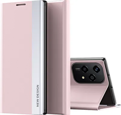 Image de Etui pour Honor 200 Lite, Etui magnétique en cuirPolyuréthaneavec fonction stand pour Honor 200 Lite rose