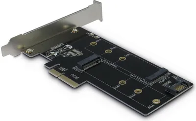 Produktbild von Inter-Tech PCIe Adapter Karte KT015 PCIex4->M.2 + SATA->M.2