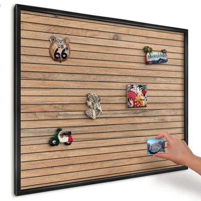 Produktbild von Magnettafel 80x60 cm mit schwarzem Rahmen - Magnetische Metalltafel, Magnetpinnwand zur Wandmontage für Wohnzimmer, Küche, Flur, Kinderzimmer und Büro - Holzbretter