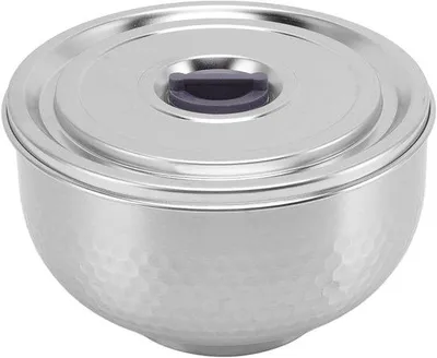 Zdjęcie produktu dla Dwuścienny, izolowany rondel ze stali nierdzewnej z dwuwarstwową izolacją termiczną do gotowania ryżu i zup, 14 cm