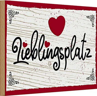 Produktbild von Holzschild Spruch 30x20cm Lieblingsplatz Herz rot