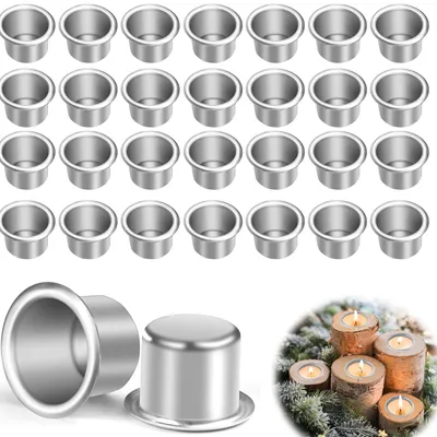 Metall-Kerzenhalter 30er Set, Aluminium, Silber, 22,8 mm