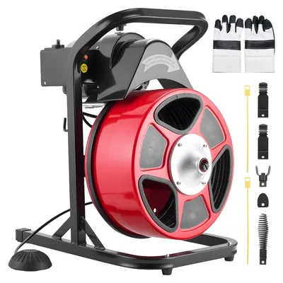 Produktbild von Rohrreinigungsmaschine - Elektrisches Rohrreinigungsgerät - 15 m x 23 mm Spirale - 1500 U/min Motor - Für 50–150 mm Rohre - Manuelle Vorschubfunktion - Für Abfluss und Toilette