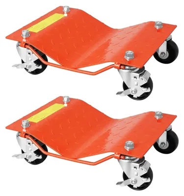 Immagine prodotto di Set di carrelli a ruote - Carrelli di manovra per veicoli - Portata 1360 kg - Con freni - Acciaio per carichi pesanti - 2 pezzi - Per garage/officina - Arancione