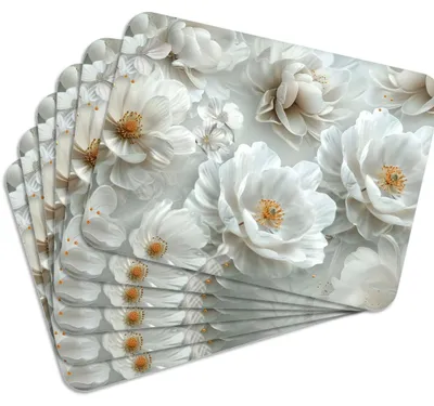 Produktbild von MG Design Set aus 6 Kork-Platzsets - Blossoms 2 - 30 x 40 cm - hitzebeständig & abwischbar, mit Korkrückseite