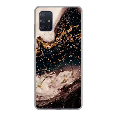 Produktbild von MuchoWow® Handyhülle Schutzhülle Hülle für Samsung Galaxy A71 Naturstein - Gold - Schwarz Silikon Softcase Handy Hülle - Kartenbesitzer