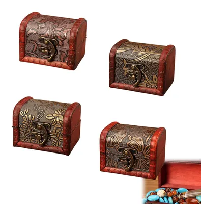 Obrázok produktu pre TRANKIELO® - 4 malé drevené škatuľky - 8x6x6 cm - Vhodné na šperky, svadby a detské oslavy