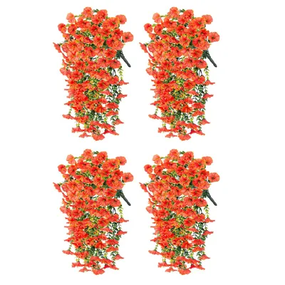 Produktbild von 4 Stück Hängend Künstliche Blumen für Draußen, Terrasse, Veranda, Zuhause, Orange