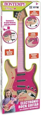 Produktbild von Bontempi elektronische Gitarre - Spielzeuggitarre mit Mikrofon und Schultergurt