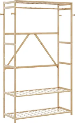 Zdjęcie produktu dla Wieszak na ubrania, z półkami, 110x40x175 cm, bambusowy