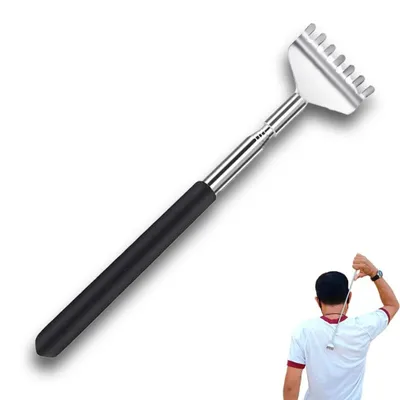 Produktbild von Rückenkratzer Teleskop Massagegerät - Edelstahl - Ausziehbar bis 68 cm - Gummigriff