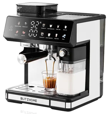 Image de Machine à expresso, broyeur intégré, double chaudière, noire, pour le marché européen (UE)