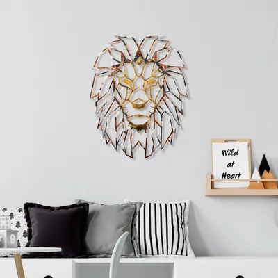 Image de Wallity, Lion - 1, accessoire mural décoratif en métal, 100 % METAL, multicolore, 40 x 50 cm