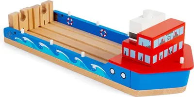 Produktbild von Bigjigs Holzeisenbahn Zug Fähre mit klappbarer Rampe, kompatibel mit anderen Marken