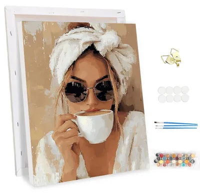 Produktbild von Malen nach Zahlen Erwachsene mit Rahmen Morgenkaffee 30x40cm DIY Leinwand Ölgemälde