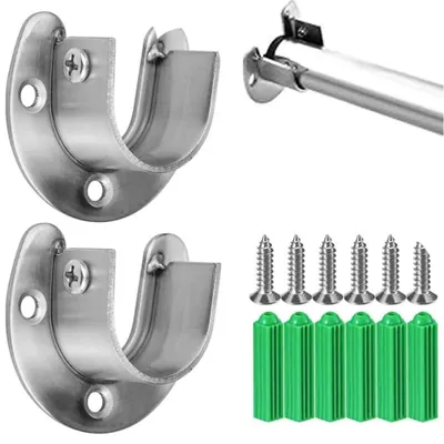 Produktbild von Kleiderstangenhalter – 2 Stück – Edelstahl – Für Kleiderstangen bis Ø 19 mm – Schrankhalterung – Stangenhalter – Rundrohrhalter – Für Garderobe