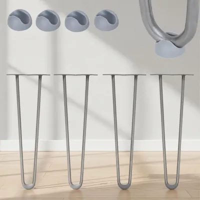 Produktbild von Hairpin Legs 4er Set Tischbeine 36 cm Stahl, 2 Streben, Bodenschoner