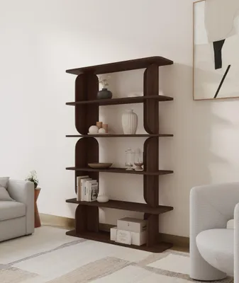 Produktbild von Bücherregal Chilly CODY - 120 x 181,5 cm - in Dunkelbraun mit Holzoptik, modern