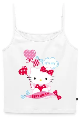Produktbild von Spreadshirt Hello Kitty Geburtstag Mit Ballons Bio Spaghetti Top Damen, XL, Weiß