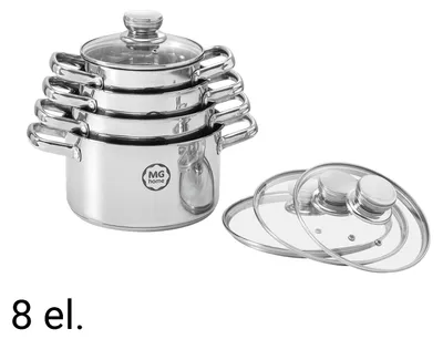 Obrázek produktu pro Sada hrnců MG Home Stilo z nerezové oceli 8 ks pro indukci