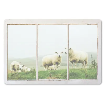 Produktbild von MuchoWow® Schreibtischunterlage Durchschauen - Schafe - Gras 60x40 cm - XXL Mauspad - Großes Mauspad