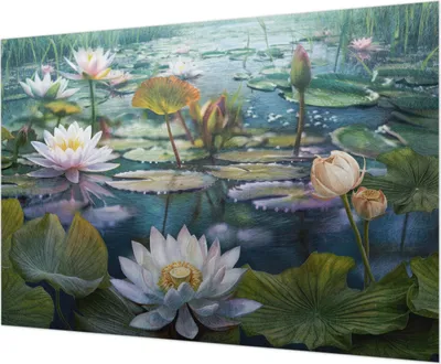 Produktbild von Wandtapete - Dekorative Tapete für Wohnzimmer - Tapetenfolie für Wanddekoration - 208x146 cm - Teichblumen