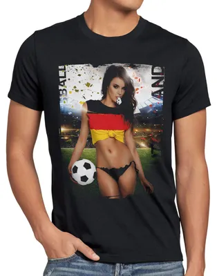 Produktbild von style3 WM 2026 Soccer Girl Herren T-Shirt Fußball Weltmeisterschaft Fan-Outfit Deutschland Schwarz
