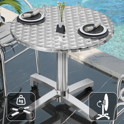 Produktbild von CBC | Aluminium Bistro Tisch | Ø:H 60 x 78 cm | Rund | Klappbar + Zusatzgewicht | Bistrotisch Gastro Tisch