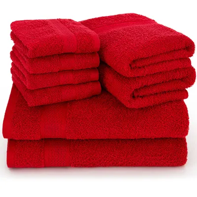Produktbild von Textilschmied 8tlg. Handtuch Set Deluxe mit Aufhängeschlaufe 100% Baumwolle 450 Gramm Frottee, Weich, Towel, 4 Gästetücher 2 Badetücher 2 Handtücher