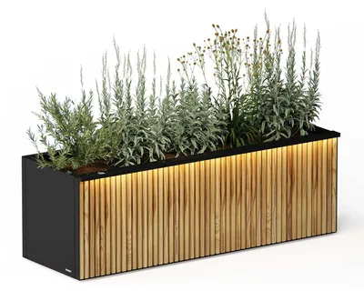 Zdjęcie produktu dla Herstera Garden Deco – prostokątny doniczka z oświetleniem LED, wymiary: 150x50x50 cm