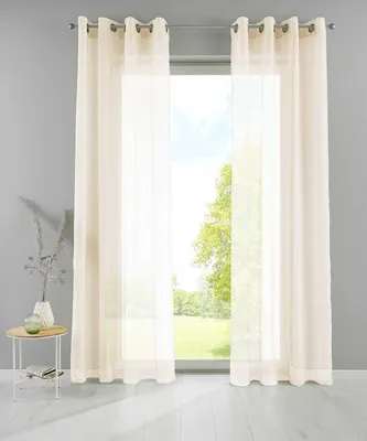 Produktbild von Ösengardinen 2er Set 245x140 cm Creme Transparent Basel Vorhang Gardine Store