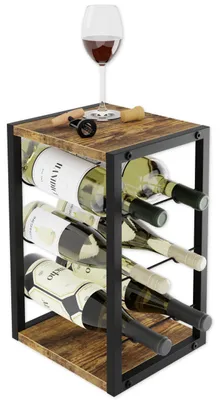 Weinregal Metall 6 Flaschen schwarz Wandmontage 21x24x37 cm