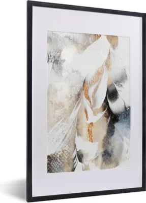 Produktbild von MuchoWow® Gerahmtes Poster Abstrakt - Gold - Design - Luxe 40x60 cm - Poster mit Schwarzem Bilderrahmen Wandposter Rahmen Foto Bilder - Poster in Rahmen