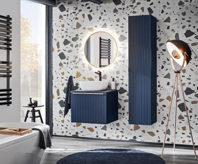 Immagine prodotto di Set Da Bagno 60 Cm Con Lavabo Da Appoggio, Specchio E Colonna