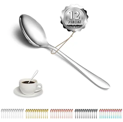 Productafbeelding van Theelepels - 12 stuks - Roestvrij staal - Geschikt voor thee, dessert en ijs - 14 cm