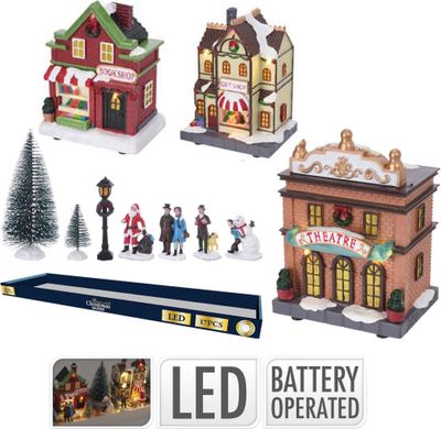17-TLG. Winterlandschaft mit Nikolaus und Beleuchtung, batteriebetrieben Winterdorf - Weihnachtsdorf - Weihnachtsstadt - Weihnachtsszene