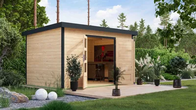 Produktbild von Karibu Gartenhaus Hybridhaus Metall Pluto 7 naturbelassen 360,5x240,5x219 cm