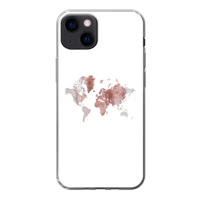 Produktbild von MuchoWow® Handyhülle Schutzhülle Hülle für iPhone 13 Weltkarte - Rosa - Farbe Silikon Softcase Handy Hülle - Karteninhaber