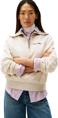 Produktbild von Tommy Hilfiger Damen Sweatshirt mit Reißverschluss Classic Script Fleece Half-Zi