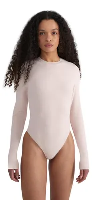 Image de Body manches longues pour femmes, en coton, doux comme du velours, couleur rose bébé, taille S